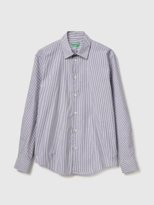 Benetton, Cotton Shirt With Pattern, Size: XS, Light Gray, Men United Colors of Benetton