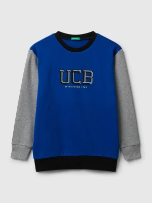 Benetton, Cotton Sweatshirt With Logo, Size: S, Bright Blue, Kids United Colors of Benetton