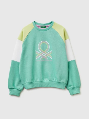 Benetton, Cotton Sweatshirt With Logo, Size: XL, Aqua, Kids United Colors of Benetton