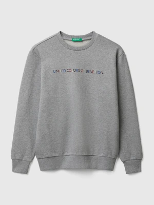 Benetton, Cotton Sweatshirt With Logo, Size: XL, Light Gray, Kids United Colors of Benetton