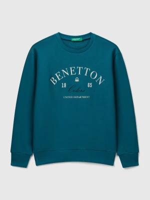 Benetton, Cotton Sweatshirt With Logo, Size: XL, Teal, Kids United Colors of Benetton