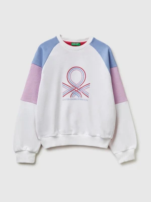 Benetton, Cotton Sweatshirt With Logo, Size: XL, White, Kids United Colors of Benetton