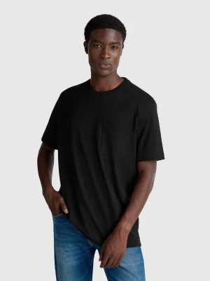 Benetton, Cotton T-shirt With Pocket, Size: XS, Black, Men United Colors of Benetton