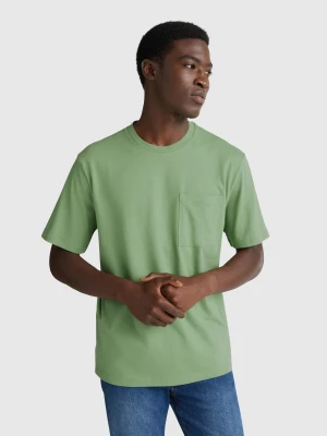 Benetton, Cotton T-shirt With Pocket, Size: XS, Military Green, Men United Colors of Benetton
