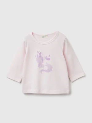 Benetton, Cotton T-shirt With Print, Size: 82, Pink, Kids United Colors of Benetton