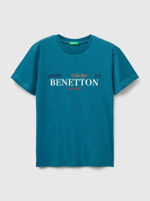 Zdjęcie produktu Benetton, Cotton T-shirt With Print, Size: 3XL, Teal, Kids United Colors of Benetton