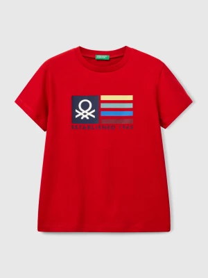 Benetton, Cotton T-shirt With Print, size XL, Red, Kids United Colors of Benetton