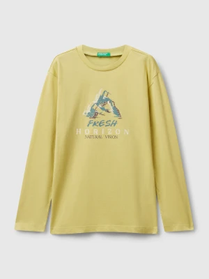 Benetton, Cotton T-shirt With Print, Size: XL, Yellow, Kids United Colors of Benetton