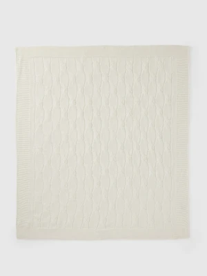 Benetton, Cover With Cable Knit, Size: OS, Creamy White, Kids United Colors of Benetton