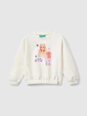 Benetton, Cream Barbie Sweatshirt With Glossy Print, size 104, Creamy White, Kids United Colors of Benetton