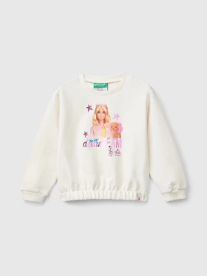 Benetton, Cream Barbie Sweatshirt With Glossy Print, size 98, Creamy White, Kids United Colors of Benetton