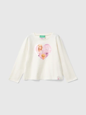 Benetton, Cream Barbie T-shirt With Glossy Print, size 104, Creamy White, Kids United Colors of Benetton