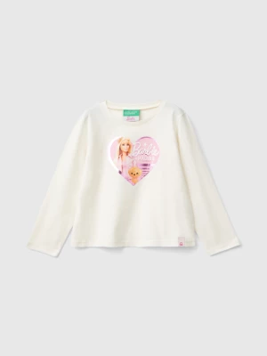 Benetton, Cream Barbie T-shirt With Glossy Print, size 116, Creamy White, Kids United Colors of Benetton