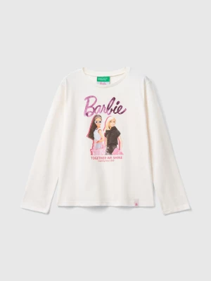 Benetton, Cream Barbie T-shirt With Glossy Print, size 2XL, Creamy White, Kids United Colors of Benetton