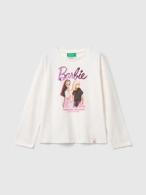 Benetton, Cream Barbie T-shirt With Glossy Print, size M, Creamy White, Kids United Colors of Benetton