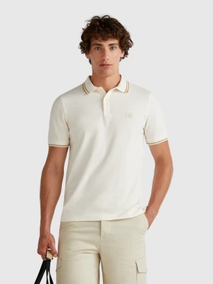 Benetton, Cream Slim Fit Polo, size XS, Creamy White, Men United Colors of Benetton