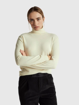 Zdjęcie produktu Benetton, Cream Turtleneck Sweater In Pure Merino Wool, Size: XXS, Creamy White, Women United Colors of Benetton