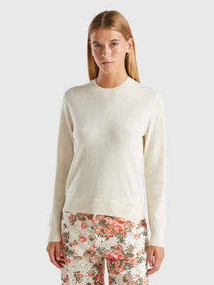 Benetton, Cream White Sweater In Pure Cashmere, Size: XXS, Creamy White, Women United Colors of Benetton