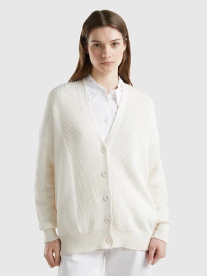 Benetton, Creamy White 100% Cotton Cardigan, size XS, Creamy White, Women United Colors of Benetton