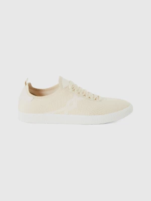 Benetton, Creamy White And Beige Lightweight Sneakers, size 35, Creamy White, Women United Colors of Benetton