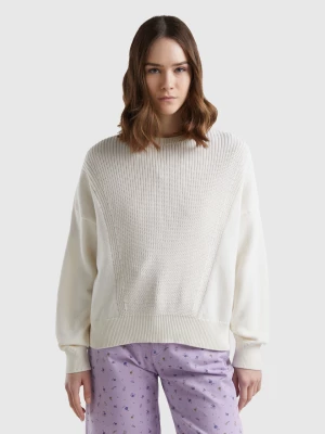 Benetton, Creamy White Cotton Sweater, size XL, Creamy White, Women United Colors of Benetton
