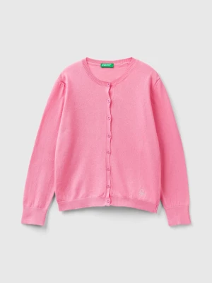 Benetton, Crew Neck Cardigan In Cotton Blend, size 3XL, Pink, Kids United Colors of Benetton