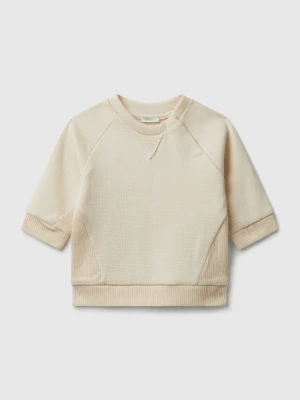 Benetton, Crew Neck Cotton Sweatshirt, Size: 82, Beige, Kids United Colors of Benetton
