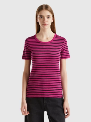 Benetton, Crew Neck Striped T-shirt, size M, Cyclamen, Women United Colors of Benetton