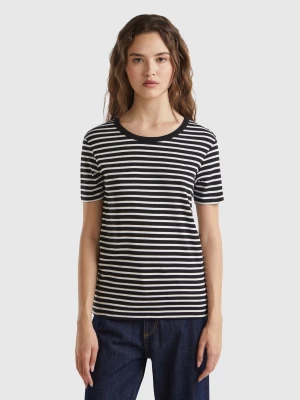 Benetton, Crew Neck Striped T-shirt, size S, Black, Women United Colors of Benetton