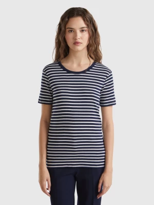 Benetton, Crew Neck Striped T-shirt, size S, Dark Blue, Women United Colors of Benetton