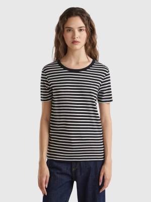 Benetton, Crew Neck Striped T-shirt, size XS, Black, Women United Colors of Benetton