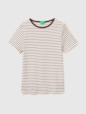 Benetton, Crew Neck Striped T-shirt, Size: XS, Brown, Women United Colors of Benetton