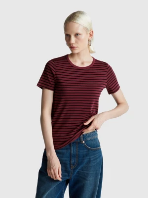 Benetton, Crew Neck Striped T-shirt, Size: XXS, Burgundy, Women United Colors of Benetton