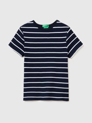 Benetton, Crew Neck Striped T-shirt, Size: XL, Dark Blue, Women United Colors of Benetton