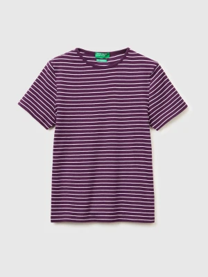 Benetton, Crew Neck Striped T-shirt, Size: XS, Plum, Women United Colors of Benetton