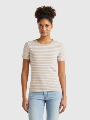 Benetton, Crew Neck Striped T-shirt, size XXS, Beige, Women United Colors of Benetton