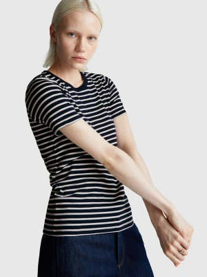 Benetton, Crew Neck Striped T-shirt, Size: XXS, Dark Blue, Women United Colors of Benetton