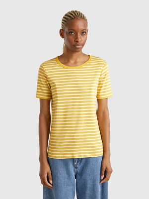 Benetton, Crew Neck Striped T-shirt, size XXS, Mustard, Women United Colors of Benetton