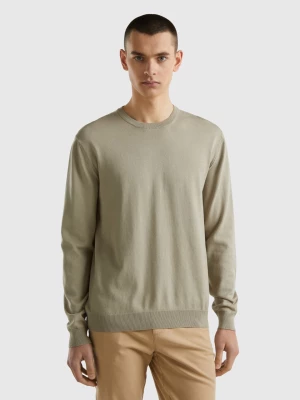 Benetton, Crew Neck Sweater In 100% Cotton, size L, Light Green, Men United Colors of Benetton