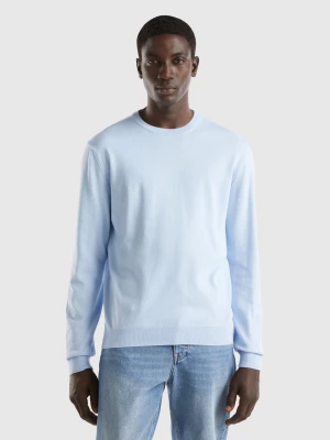 Benetton, Crew Neck Sweater In 100% Cotton, size XL, Sky Blue, Men United Colors of Benetton