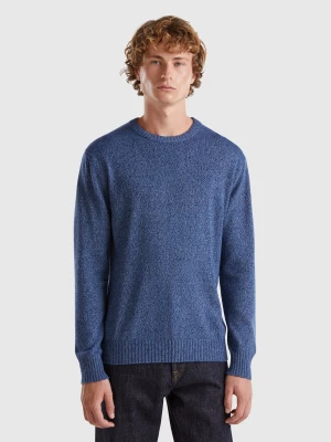 Benetton, Crew Neck Sweater In Cashmere And Wool Blend, size L, Blue, Men United Colors of Benetton