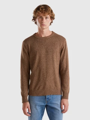 Benetton, Crew Neck Sweater In Cashmere And Wool Blend, size L, Brown, Men United Colors of Benetton