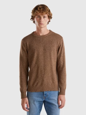 Benetton, Crew Neck Sweater In Cashmere And Wool Blend, size M, Brown, Men United Colors of Benetton