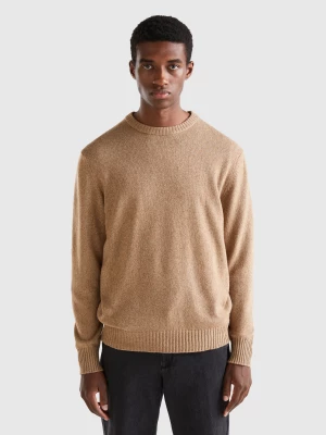 Benetton, Crew Neck Sweater In Cashmere And Wool Blend, size S, Beige, Men United Colors of Benetton