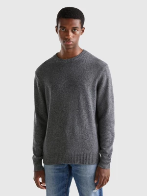 Benetton, Crew Neck Sweater In Cashmere And Wool Blend, size XXL, Dark Gray, Men United Colors of Benetton
