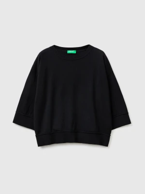Benetton, Crew Neck Sweater In Cotton And Wool, Size: XS, Black, Women United Colors of Benetton