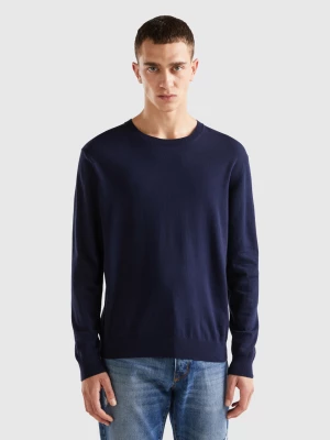 Benetton, Crew Neck Sweater In Lightweight Cotton Blend, size S, Dark Blue, Men United Colors of Benetton