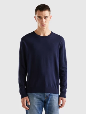 Benetton, Crew Neck Sweater In Lightweight Cotton Blend, size S, Dark Blue, Men United Colors of Benetton