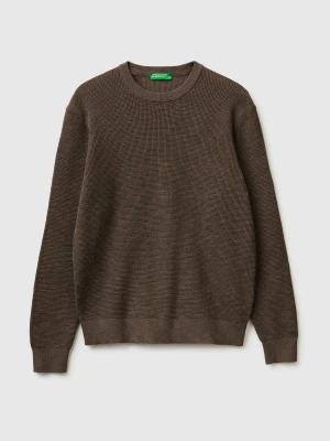 Benetton, Crew Neck Sweater In Linen Blend, Size: XL, Dove Gray, Men United Colors of Benetton