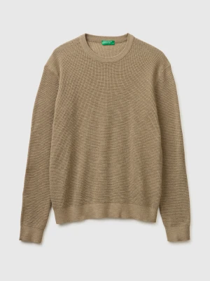 Benetton, Crew Neck Sweater In Linen Blend, Size: XL, Light Green, Men United Colors of Benetton